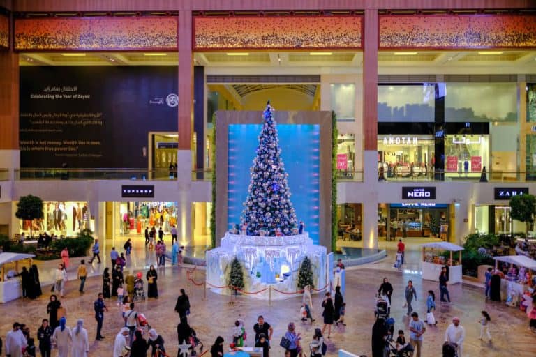 Yas Mall, Abu Dhabi, UAE Tall and Big Christmas Tree at Yas Mall